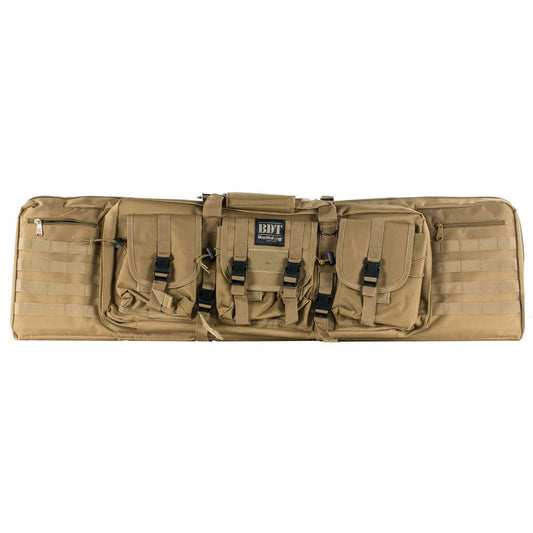 Bulldog BDT6043T BDT Tactical Double 43" Tan Nylon, 3 Accessory Pockets, Deluxe Padded Backstraps Lockable Zippers, Padded Internal Divider