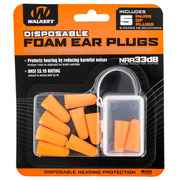 Walker's GWPFP5PK Foam Ear Plugs  Foam 32 dB In The Ear Orange Adult 5 Pair
