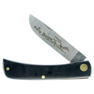 Case 00095 Sod Buster Jr. 2.80" Folding Skinner Plain Etched As-Ground Stainless Steel Blade Black Synthetic Handle