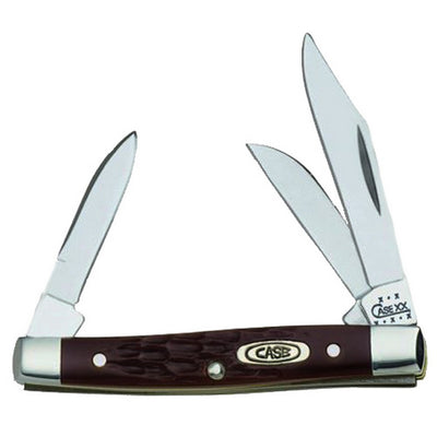 Case 00081 Stockman  Small 2"/1.5"/1.49" Folding Clip/Sheepfoot/Pen Plain As-Ground Stainless Steel Blade/ Brown Jigged Synthetic Handle