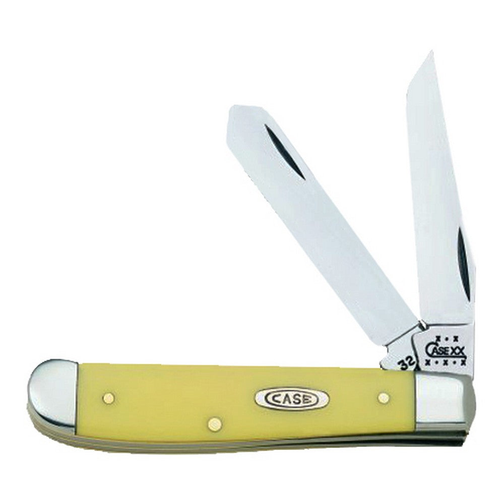 Case 00029 Trapper  Mini 2.70"/2.75" Folding Clip Point/Spey Plain Tumble Polish Chrome Vanadium Steel Blade/Smooth Yellow Synthetic Handle