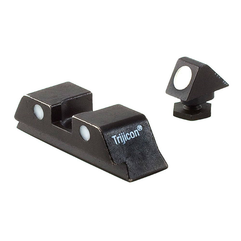 Trijicon 600234 Bright & Tough Steel Sights (No Tritium)- Glock Standard Frames  Black | White Front Sight White  Rear Sight