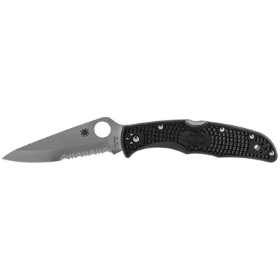 Spyderco C10PSBK Endura 4 Lightweight 3.75" Folding Drop Point Part Serrated VG-10 SS Blade Black  Textured FRN Handle Includes Pocket Clip