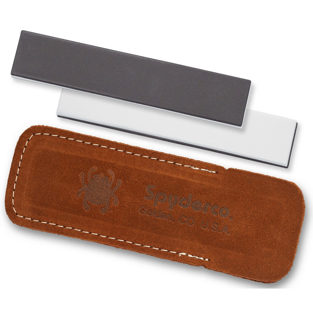 Spyderco 303MF Double Stuff Sharpening Stone Ceramic Stone Sharpener Medium/Fine Black/White