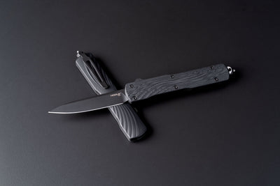 Hogue Counterstrike 3.35" OTF Drop Point Plain Black PVD CPM 20V SS Blade, Aluminum/G10 Aluminum Handle