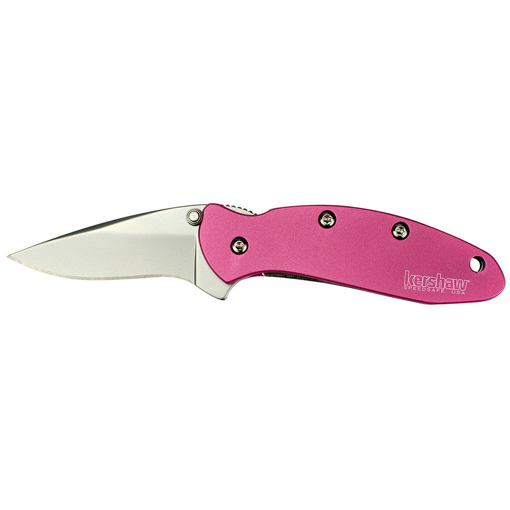 Kershaw 1600PINK Chive  1.90" Folding Drop Point Plain Bead Blasted 420HC SS Blade Pink Anodized Aluminum Handle Includes Pocket Clip