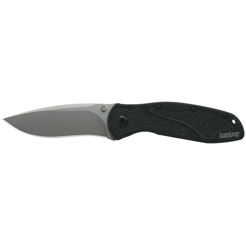 Kershaw 1670S30V Blur  3.40" Folding Drop Point w/Recurve Plain Stonewashed Powder Coated CPM S30V SS Blade Black Anodized Aluminum Handle Includes Pocket Clip