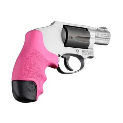 Hogue 60027 OverMolded Tamer Cobblestone Pink Rubber with Finger Grooves for S&W J Frame Centennial with Round Butt, Bodyguard