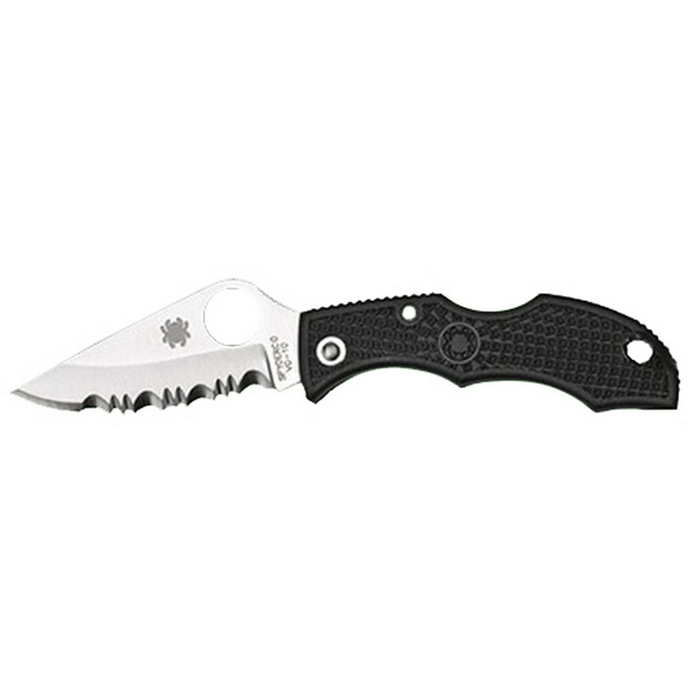 Spyderco LBKS3 Ladybug 3  1.94" Folding Modified Clip Point Serrated VG-10 SS Blade Black FRN Handle