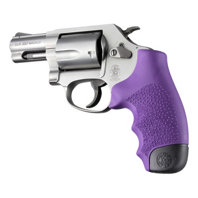 Hogue 60006 OverMolded Monogrip Cobblestone Purple Rubber with Finger Grooves for S&W J Frame with Round Butt