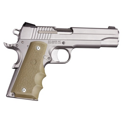 Hogue 45003 OverMolded Grip Cobblestone Desert Tan Rubber with Finger Grooves for 1911 Governement