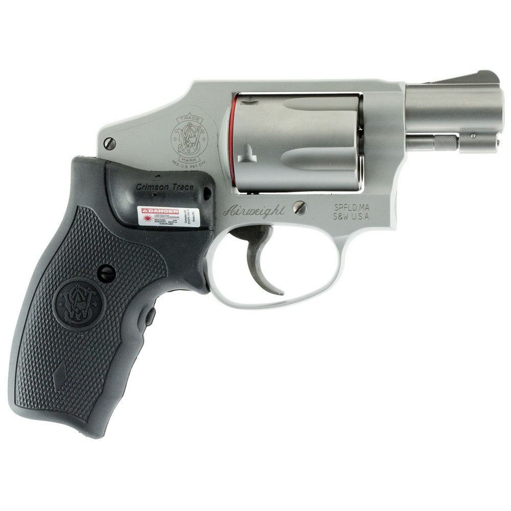 Smith & Wesson 150972 Model 642 Airweight 38 S&W Spl +P 5 Shot 1.88" Stainless Steel Barrel/Cylinder, Matte Silver Aluminum Alloy J-Frame, Includes Crimson Trace LG-305 Lasergrip, No Internal Lock