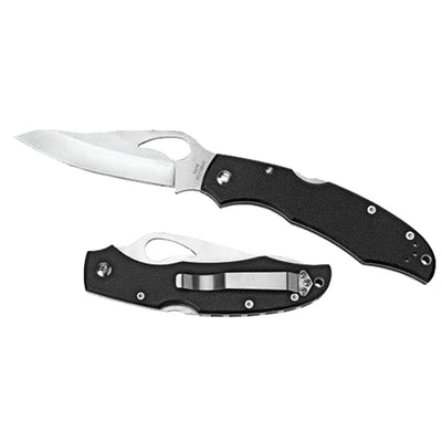 Spyderco BY03PSBK2 Byrd Cara Cara 2 Lightweight 3.75" Folding Drop Point Part Serrated 8Cr13MoV SS Blade Black  Textured FRN Handle Includes Pocket Clip