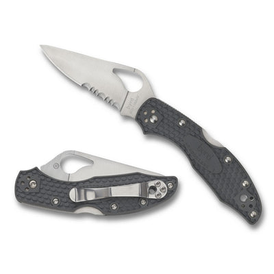 Spyderco BY04PSBK2 Byrd Meadowlark 2 Lightweight 2.87" Folding Drop Point Part Serrated 8Cr13MoV SS Blade Black  Textured FRN Handle Includes Pocket Clip