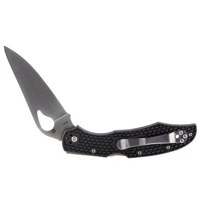 Spyderco BY03PBK2 Byrd Cara Cara 2 Lightweight 3.75" Folding Drop Point Plain 8Cr13MoV SS Blade Black  Textured FRN Handle Includes Pocket Clip