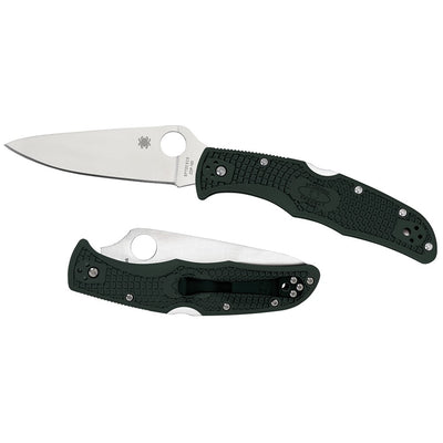 Spyderco C10FPGR Endura 4 Lightweight 3.75" Folding Clip Point Plain VG-10 SS Blade Green Bi-Directional Texturing FRN Handle Includes Pocket Clip