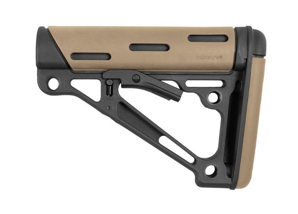 Hogue 15340 OverMolded Collapsible Buttstock made of Synthetic Material with Black Finish & Flat Dark Earth OverMolded Rubber for AR-15, M16, M4 with Mil-Spec Buffer Tube (Tube Not Included)