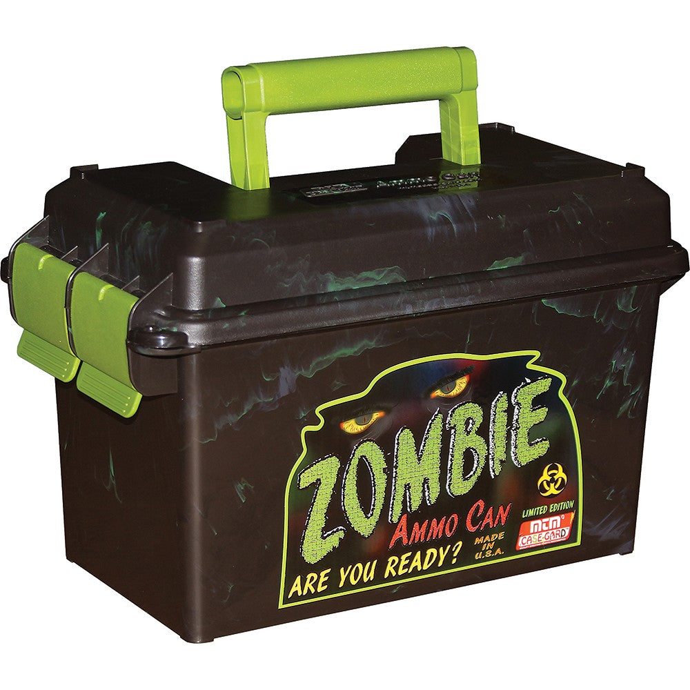 MTM Case-Gard AC50Z Ammo Can  50 Cal Rifle Black w/Zombie Green Accents Polypropylene