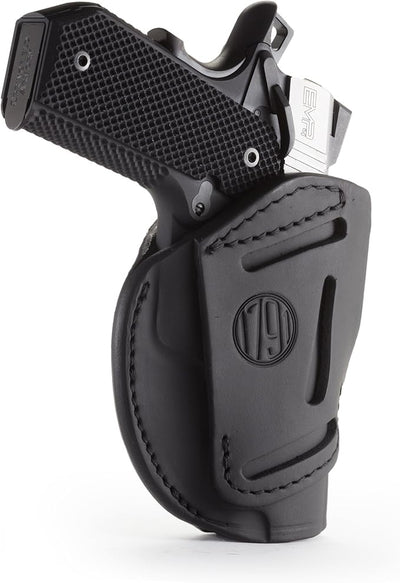 1791 Gunleather 3WH1SBLA 3-Way  IWB/OWB Size 01 Stealth Black Leather Belt Loop Fits 1911 3-4" Ambidextrous