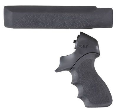 Hogue 05015 OverMolded Tamer Pistol Grip & Forend Black Rubber with Finger Grooves, Polymer Forend for Mossberg 500 12 Gauge