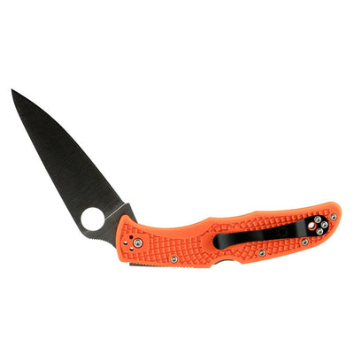 Spyderco C10FPOR Endura 4 Lightweight 3.75" Folding Clip Point Plain VG-10 SS Blade Orange Bi-Directional Texturing FRN Handle Includes Pocket Clip