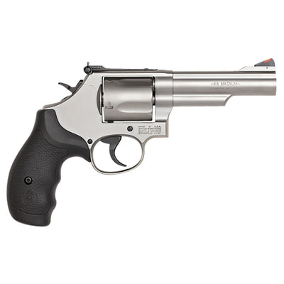 Smith & Wesson 162069 Model 69  44 Rem Mag or 44 S&W Spl Stainless Steel 4.25" 2 Piece Barrel & 5rd Cylinder, Matte Stainless Steel L-Frame, Full Stop Strap & Barrel Serration, Internal Lock