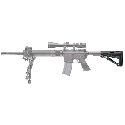 Hogue 15050 OverMolded Collapsible Buttstock Black OverMolded Rubber Black for AR15, M16, M4 with Commercial Tube (Tube Not Included)