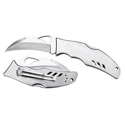 Spyderco BY07P Byrd Crossbill 3.50" Folding Hawkbill Plain 8Cr13MoV SS Blade, Stainless Steel Handle Includes Pocket Clip