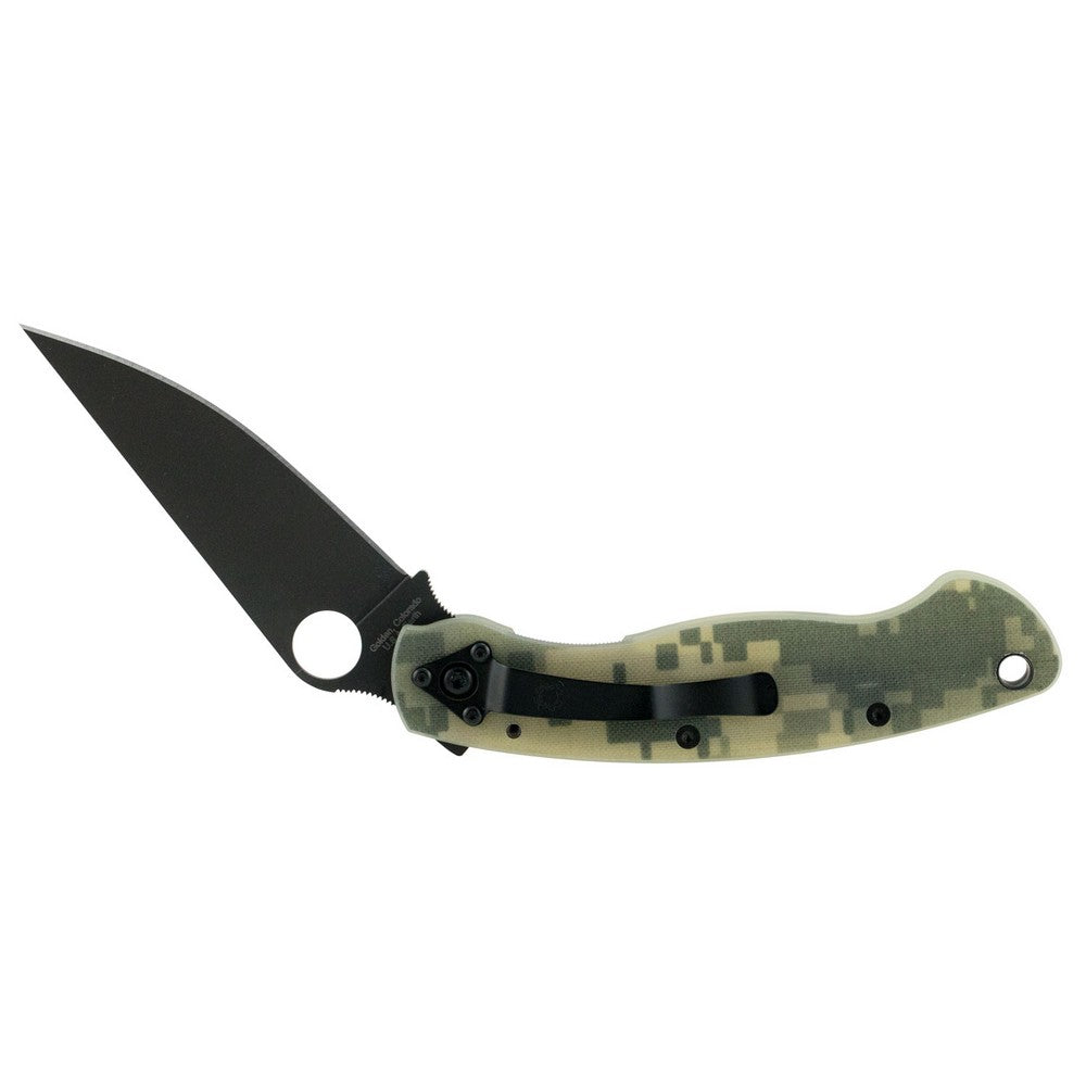 Spyderco C36GPCMOBK Military  4" Folding Modified Clip Point Plain Black DLC CPM S30V SS Blade Camo G10 Handle Includes Pocket Clip