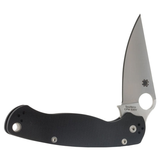 Spyderco C81GP2 Para Military 2  3.42" Folding Drop Point Plain CPM S45VN SS Blade Black G10 Handle Includes Pocket Clip