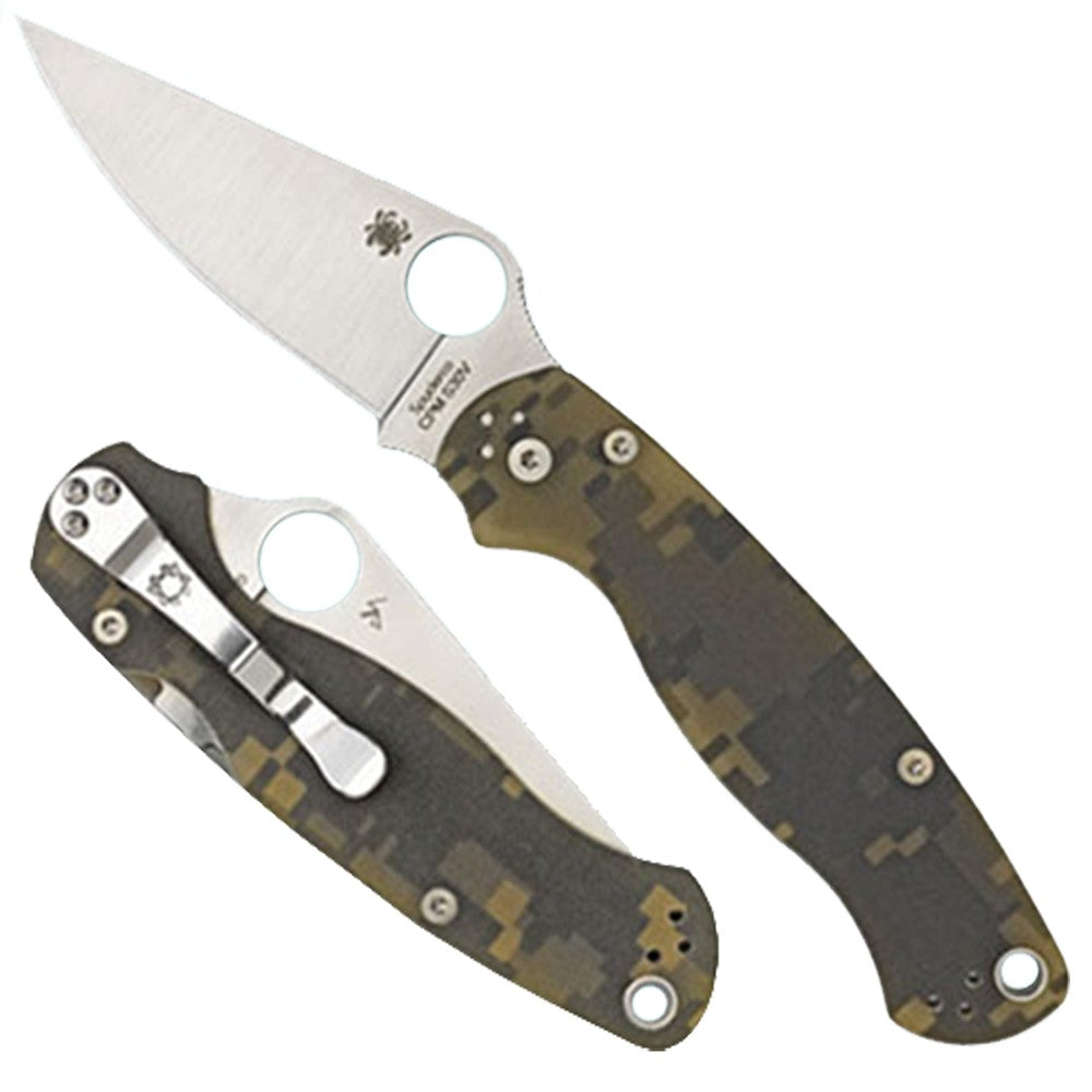 Spyderco C81GPCMO2 Para Military 2  3.45" Folding Drop Point Plain CPM S45VN SS Blade Camo G10 Handle Includes Pocket Clip