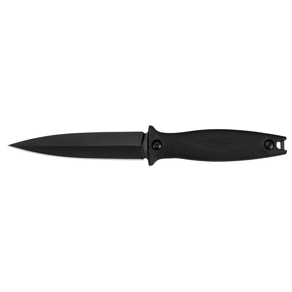 Kershaw 4007 Secret Agent  4.40" Fixed Spear Point Plain Black Oxide 8Cr13MoV SS Blade Black Glass-Filled Nylon Handle Includes Sheath