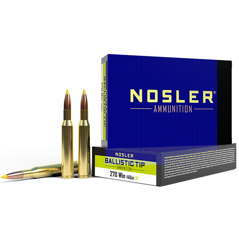 Nosler 40055 Ballistic Tip  270 Win 140 gr Spitzer Ballistic Tip 20 Per Box/ 10 Case