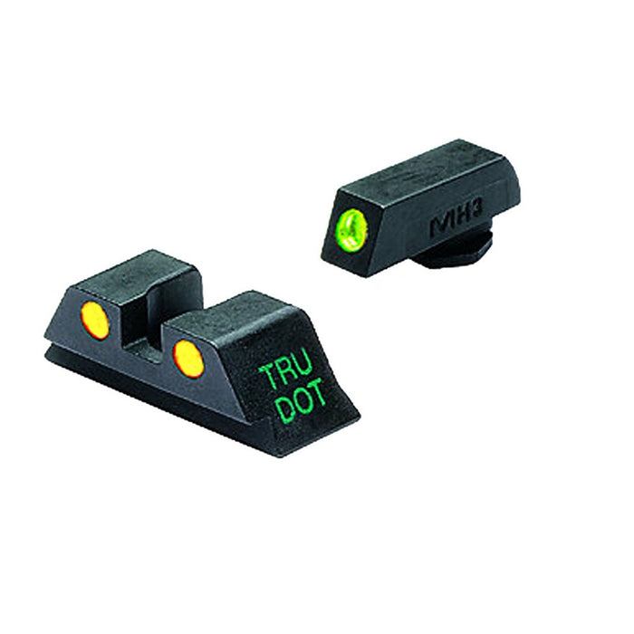 Meprolight USA 102243201 Tru-Dot Green Fixed Green Tritium Front/ Yellow Tritium Rear/Black Frame Compatible w/Glock 9mm Luger/40 S&W/357 Sig/.45 GAP Front Post/Rear Dovetail Mount