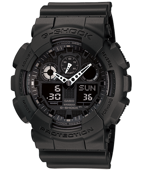 G-Shock GA1001A1 Tactical XL Fitness Tracker Black Black Analog/Digital Display CR1220