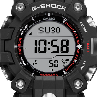 G-Shock GW95001 Casio Mudman Sports, Solar Green Face w/Black & Red Band