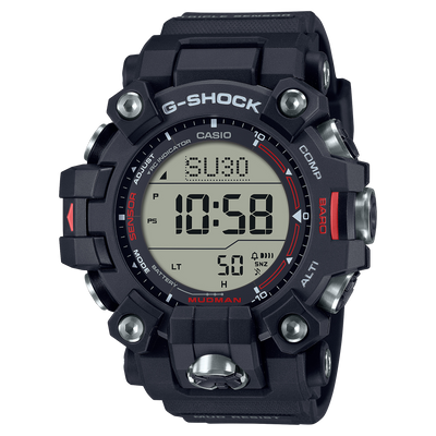 G-Shock GW95001 Casio Mudman Sports, Solar Green Face w/Black & Red Band