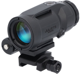 Sig Sauer Electro-Optics Juliet5-Micro magnifier, black color, with Picatinny Rail mount, Dielectric coated prism, and aircraft-grade CNC aluminum housing.