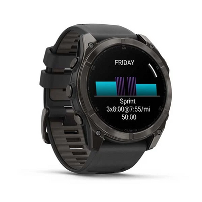Garmin 0100290320 Fenix 8 AMOLED Edition Gray/Titanium Band AMOLED Display Compatible w/ iPhone/Android
