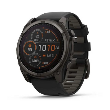 Garmin 0100290710 Fenix 8 Solar Gray Band Sunlight-Visible/Transflective MIP Display Compatible w/ iPhone/Android