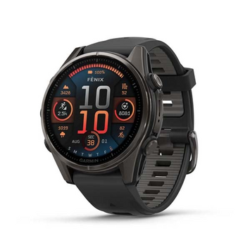 Garmin 0100290400 Fenix 8 AMOLED Edition Black/Pebble Gray Band AMOLED Display Compatible w/ iPhone/Android