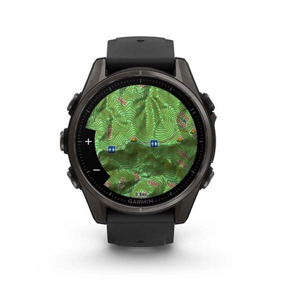 Garmin 0100290400 Fenix 8 AMOLED Edition Black/Pebble Gray Band AMOLED Display Compatible w/ iPhone/Android