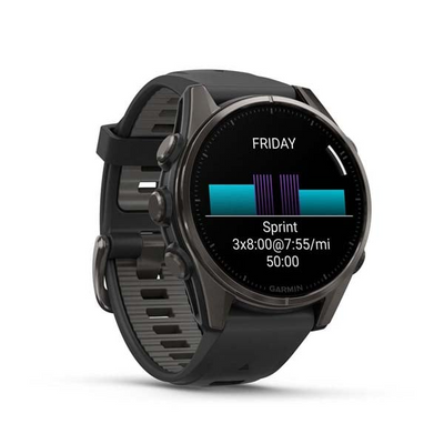 Garmin 0100290400 Fenix 8 AMOLED Edition Black/Pebble Gray Band AMOLED Display Compatible w/ iPhone/Android