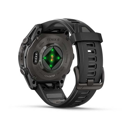 Garmin 0100290400 Fenix 8 AMOLED Edition Black/Pebble Gray Band AMOLED Display Compatible w/ iPhone/Android