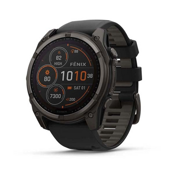 Garmin 0100290710 Fenix 8 Solar Gray Band Sunlight-Visible/Transflective MIP Display Compatible w/ iPhone/Android