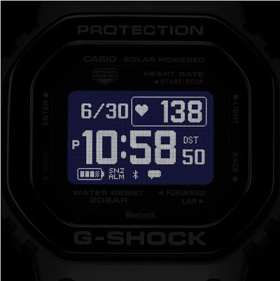 G-Shock DWH5600MB1CR Move 5600 Series Sports Fitness Tracker, Black Band, Black Digital Display, Compatible w/Casio Watches App
