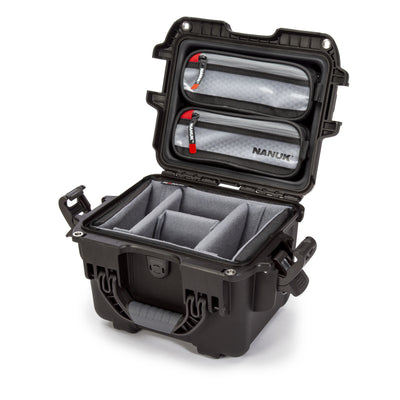 Nanuk 9081001 908  Waterproof Black Resin with Foam Padding & Airline Approved 9.50" L x 7.50" W x 7.50" H Interior Dimensions