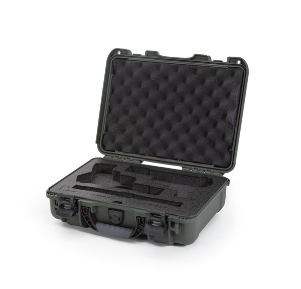 Nanuk 910CLASG6 910 Classic 2 Up Pistol Case Olive Polymer w/ Latches & Closed-Cell Foam Padding 13.20
