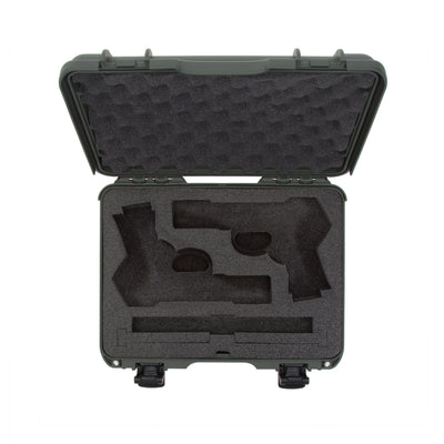 Nanuk 910CLASG6 910 Classic 2 Up Pistol Case Olive Polymer w/ Latches & Closed-Cell Foam Padding 13.20" L x 9.20" W x 4.10 " H Interior Dimensions
