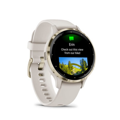 Garmin 0100278504 Venu 3S Fitness Tracker Ivory Band AMOLED Display Compatible w/ iPhone/Android